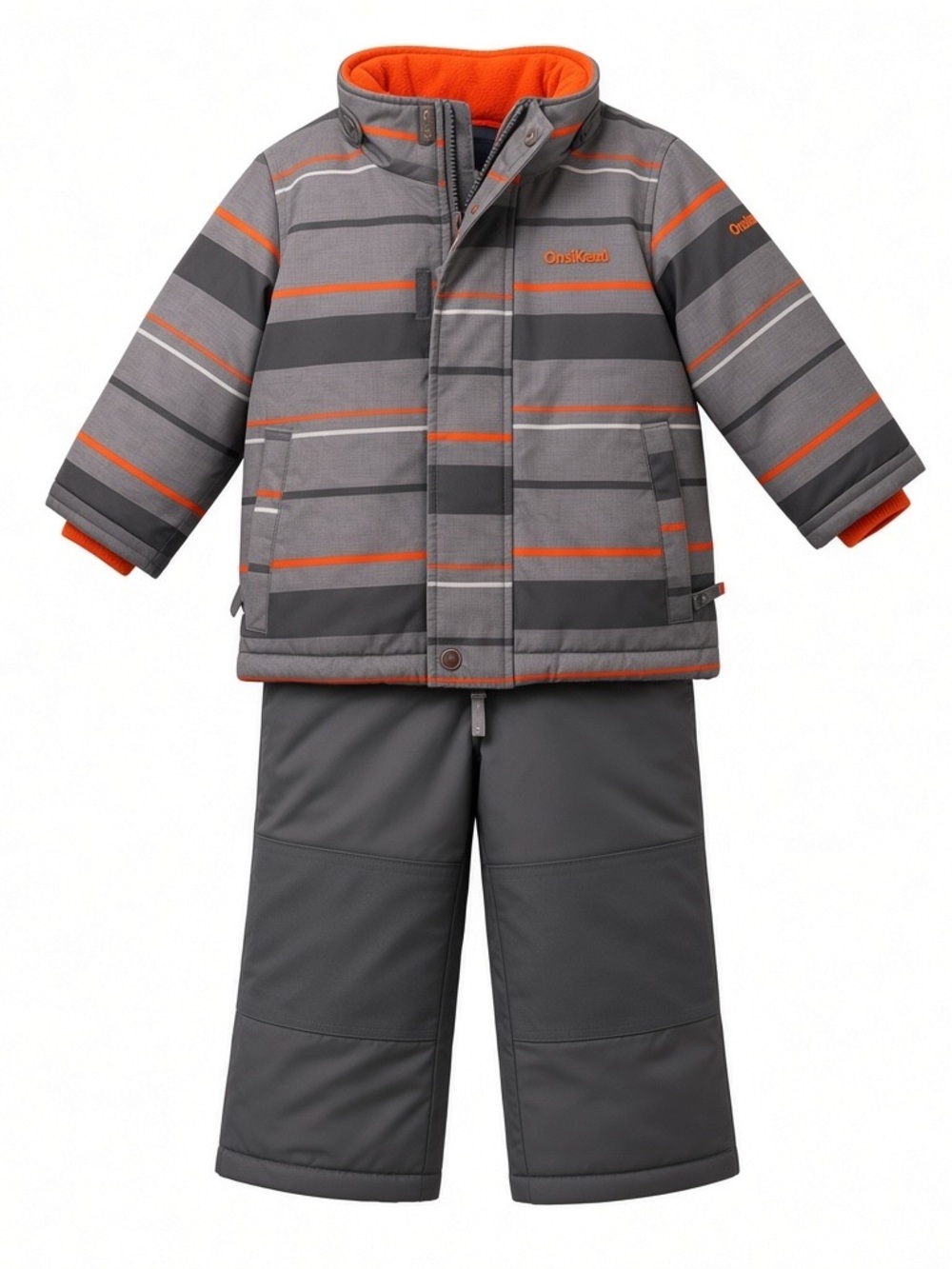 OshKosh B'gosh Gray & Orange Striped jacket and ski pants